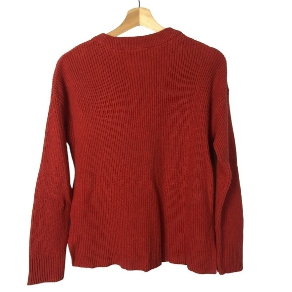 Madewell Patch Pocket Crewneck Rust Orange Pullover Sweater M - Picture 3 of 4